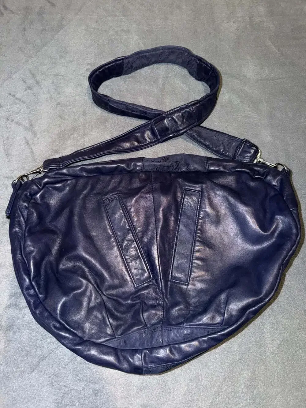 Hoakon Helga Blue Leather Hobo Shoulder Crossbody Bag